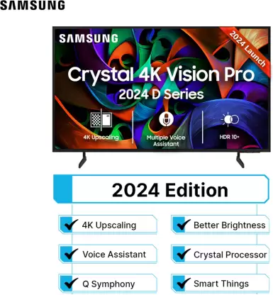 Samsung new d series brighter crystal 4k vision pro (2024 edition) 108 cm